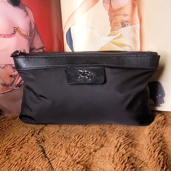BURBERRY Black Nylon Clutch AUTHENTIC VINTAGE Gym Toiletry MEN POUCH - Picture 1 of 16